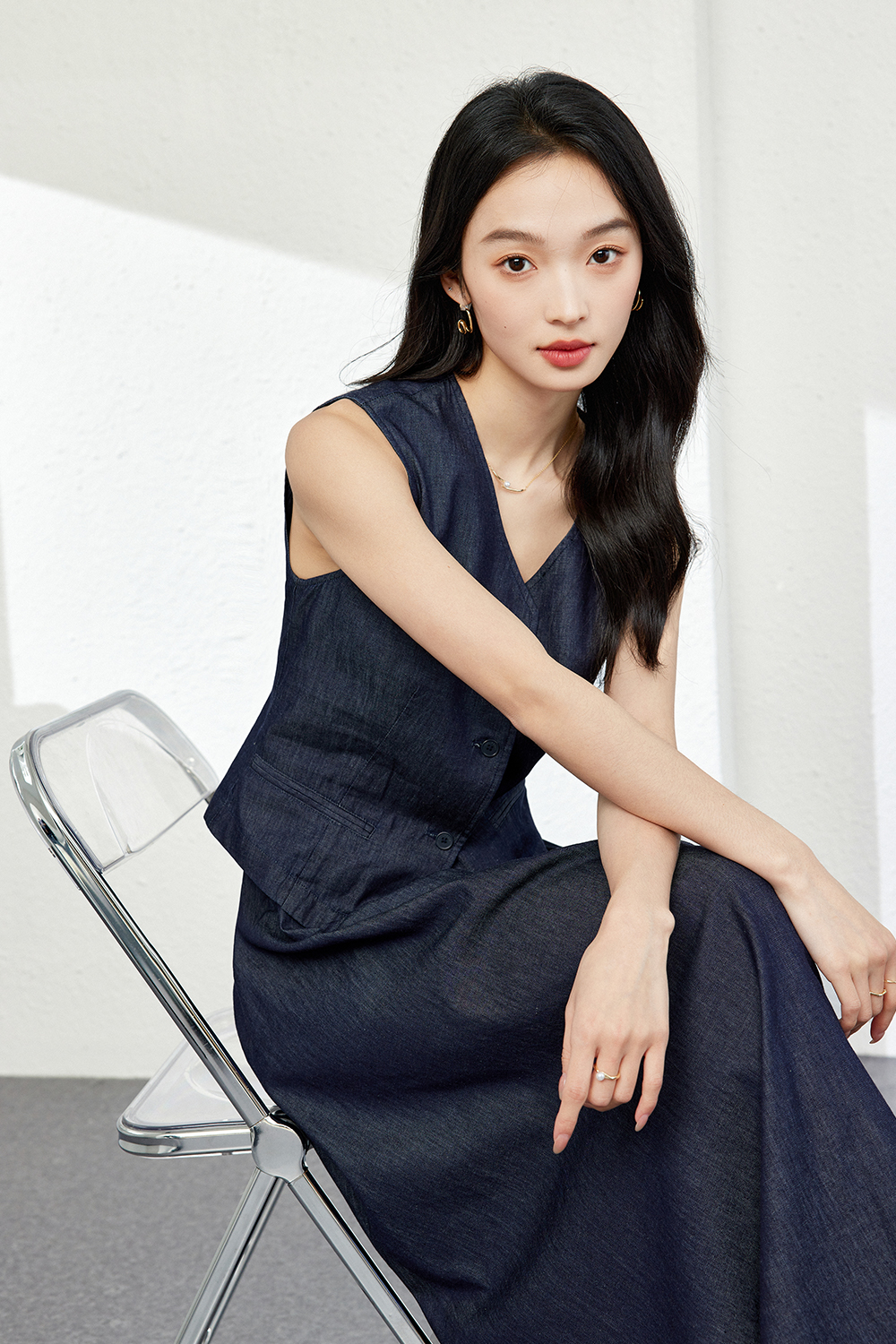 Lightweight Denim Two-Piece Set