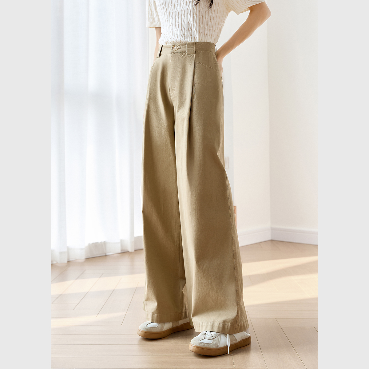 Pure Cotton Loose Versatile Wide-Leg Pants