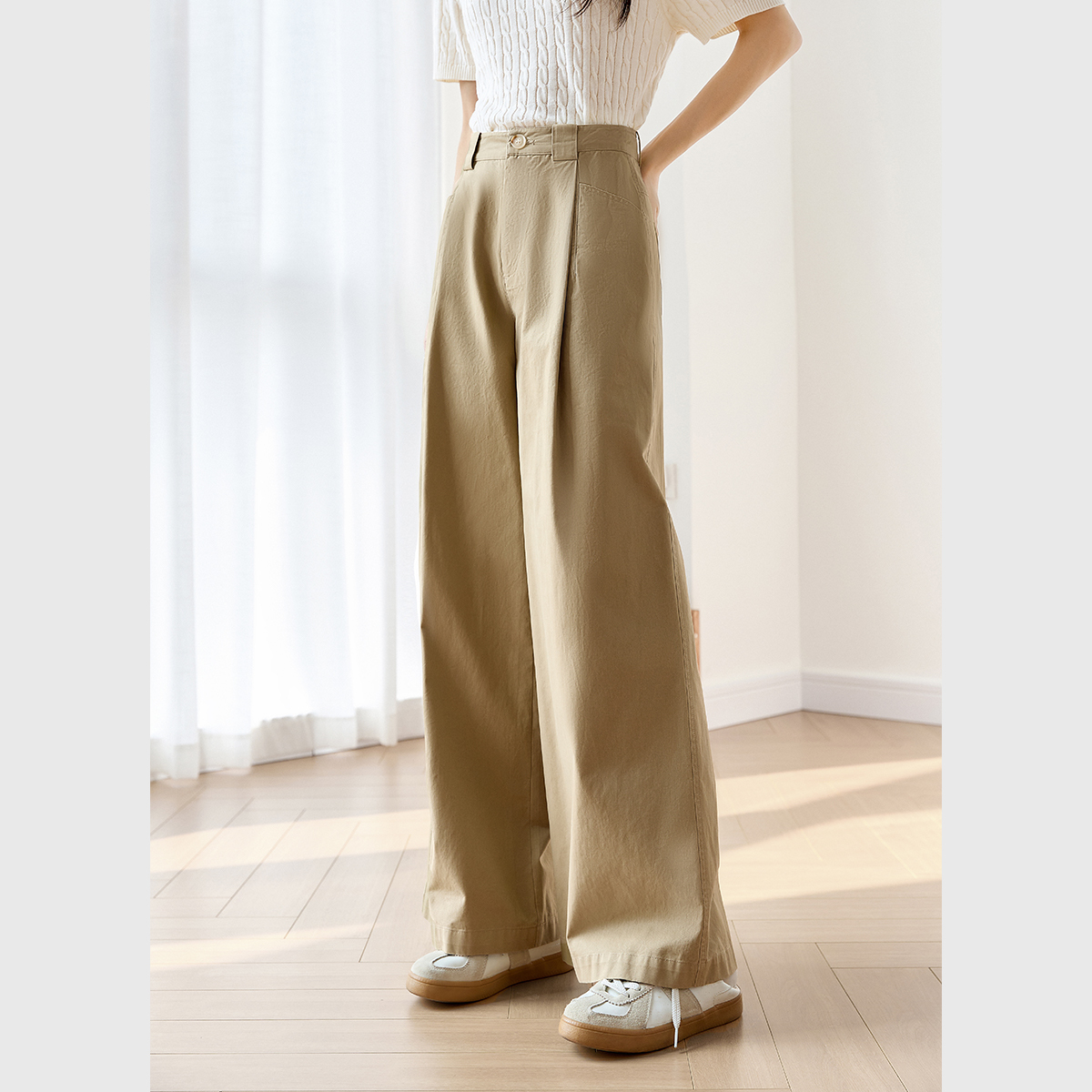 Pure Cotton Loose Versatile Wide-Leg Pants