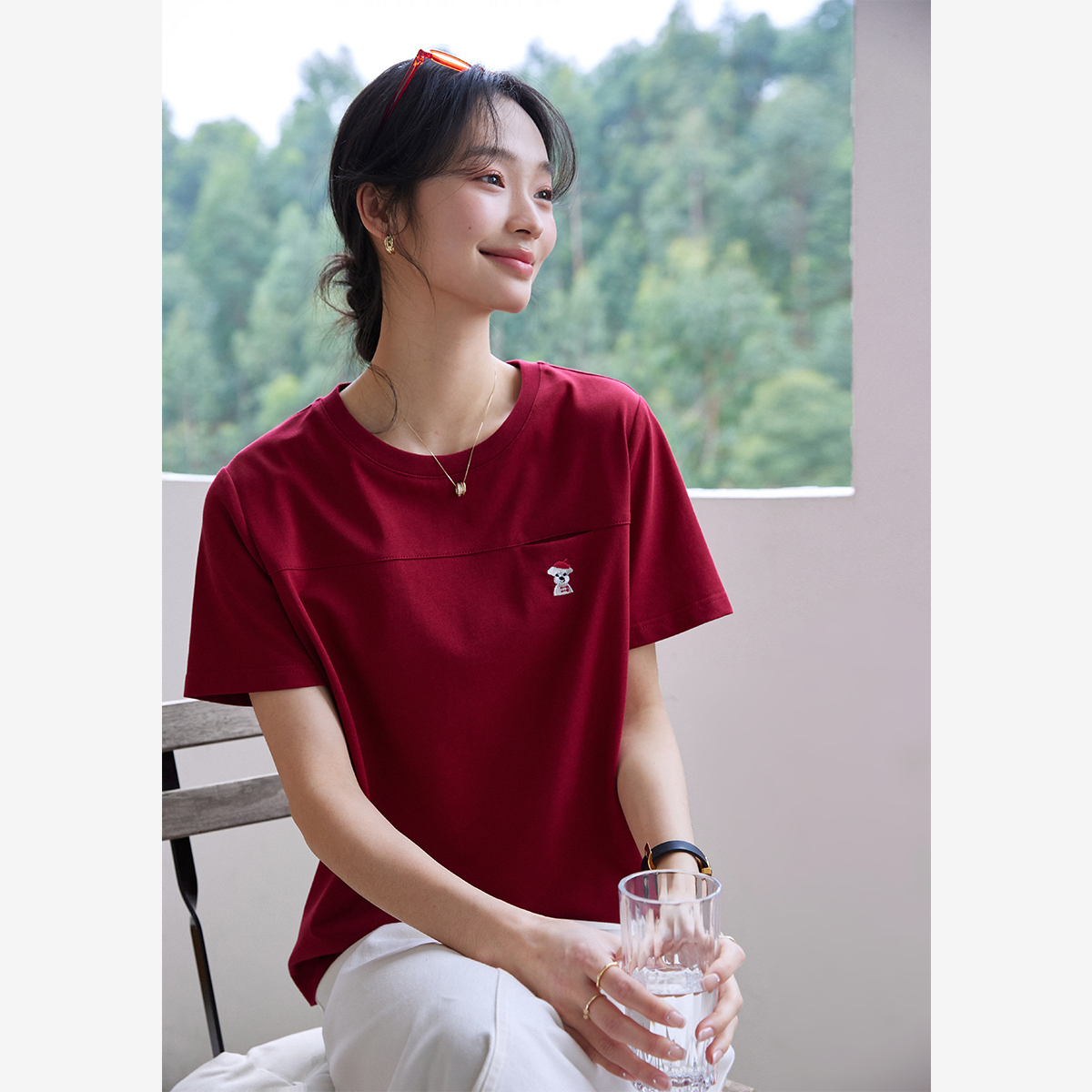 Animal Embroidery Straight T-Shirt