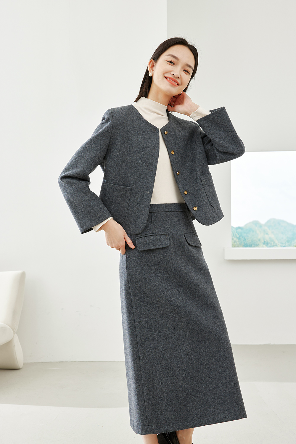 Tucked Cotton Elegant Two Piece Set