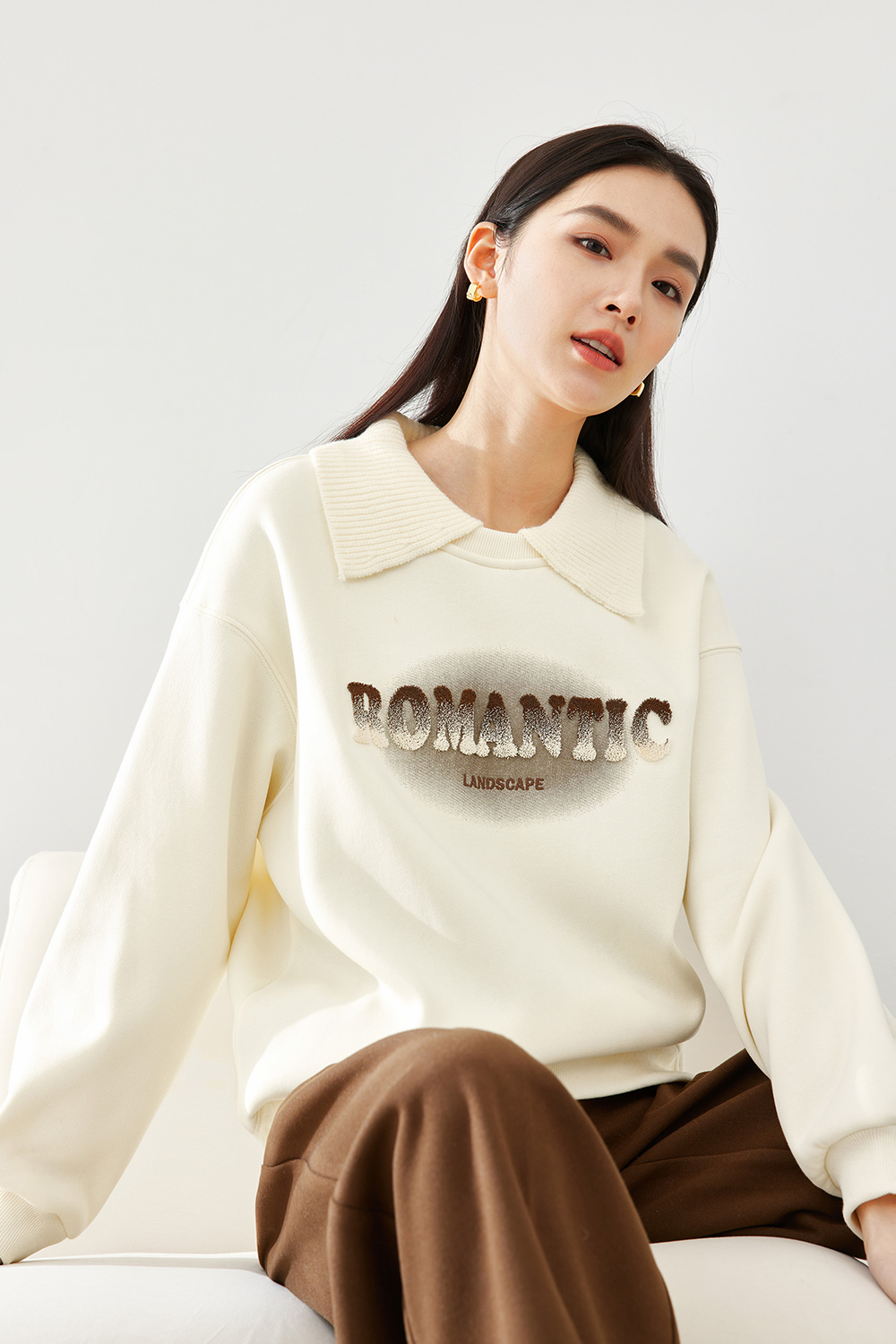 Fake two pieces casual sweater