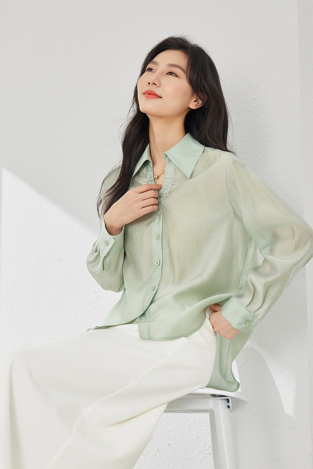 Lapel V-neck combination shirt