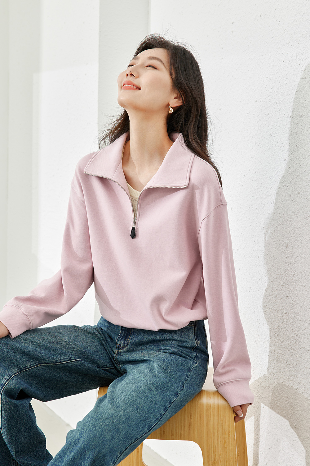 lapel knitted sweatshirt