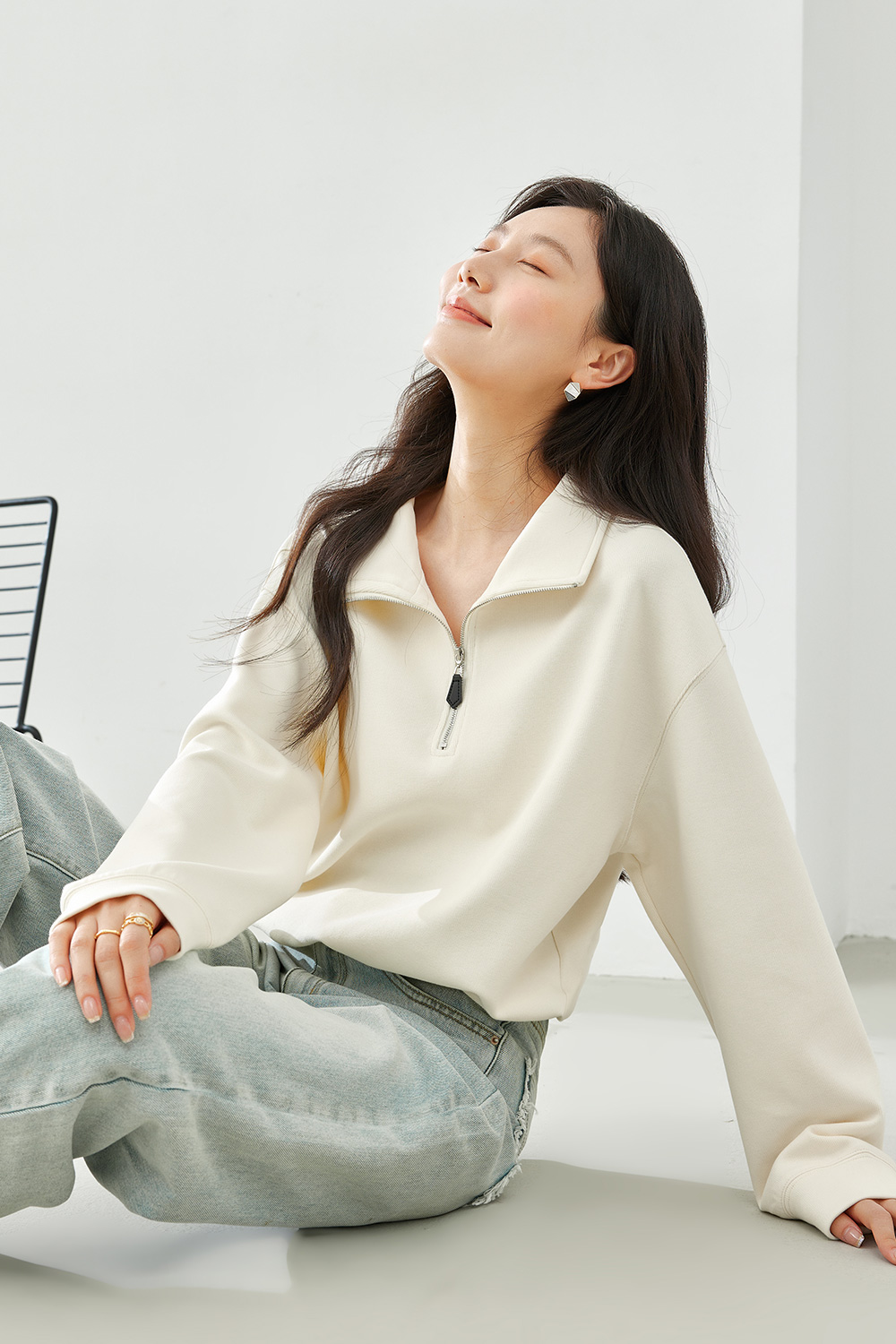 lapel knitted sweatshirt