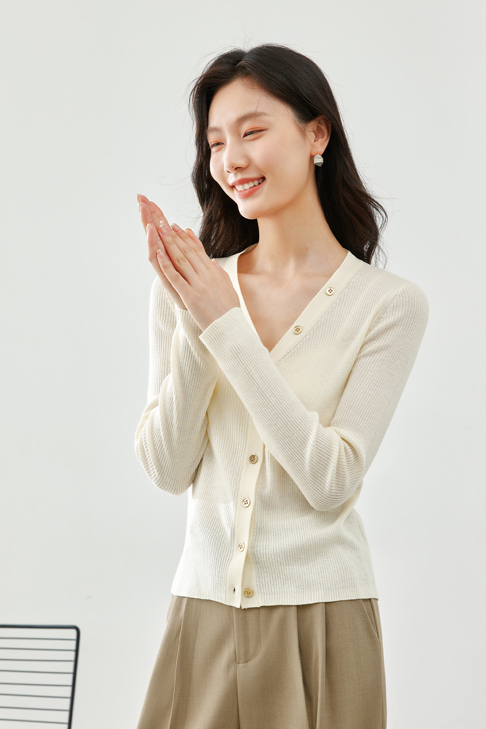 V-Neck Knit Cardigan