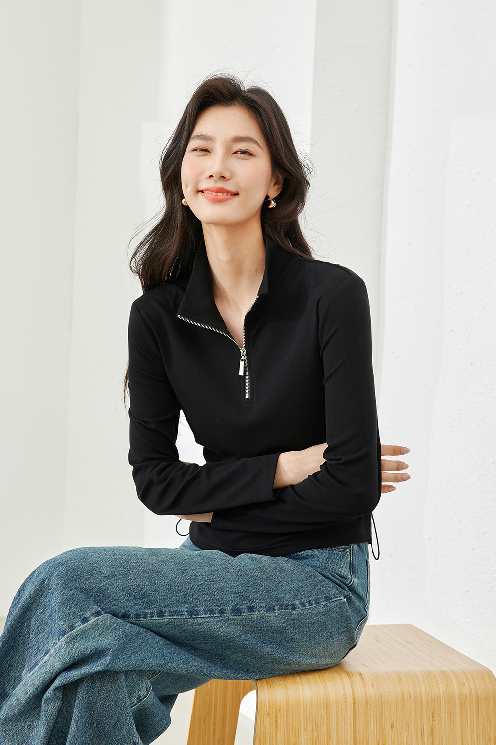 Casual Half-Zip T-Shirt