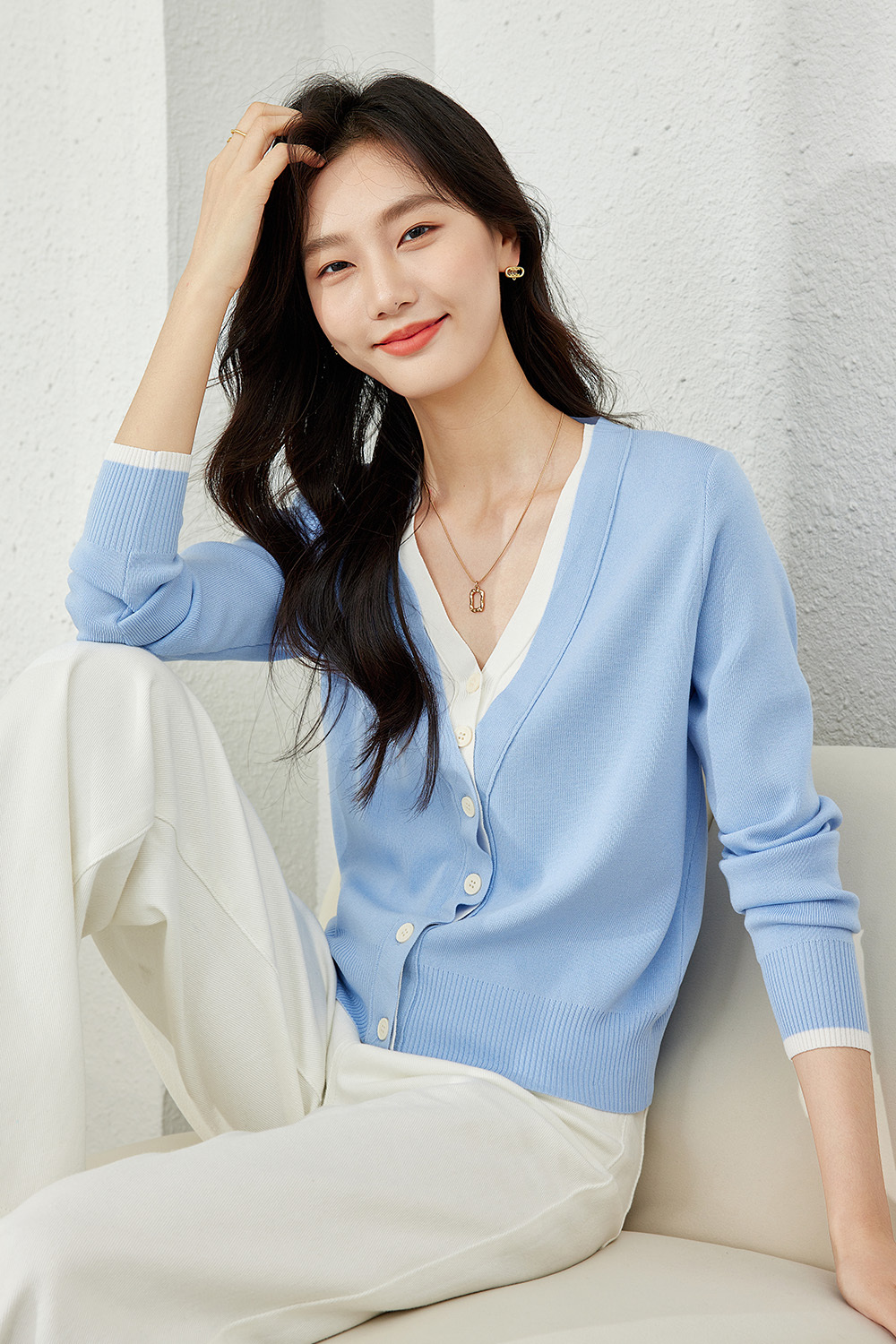V-Neck Lazy Style Knitted Cardigan