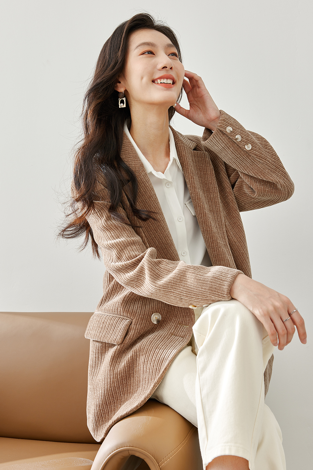 Loose-waisted thick coat