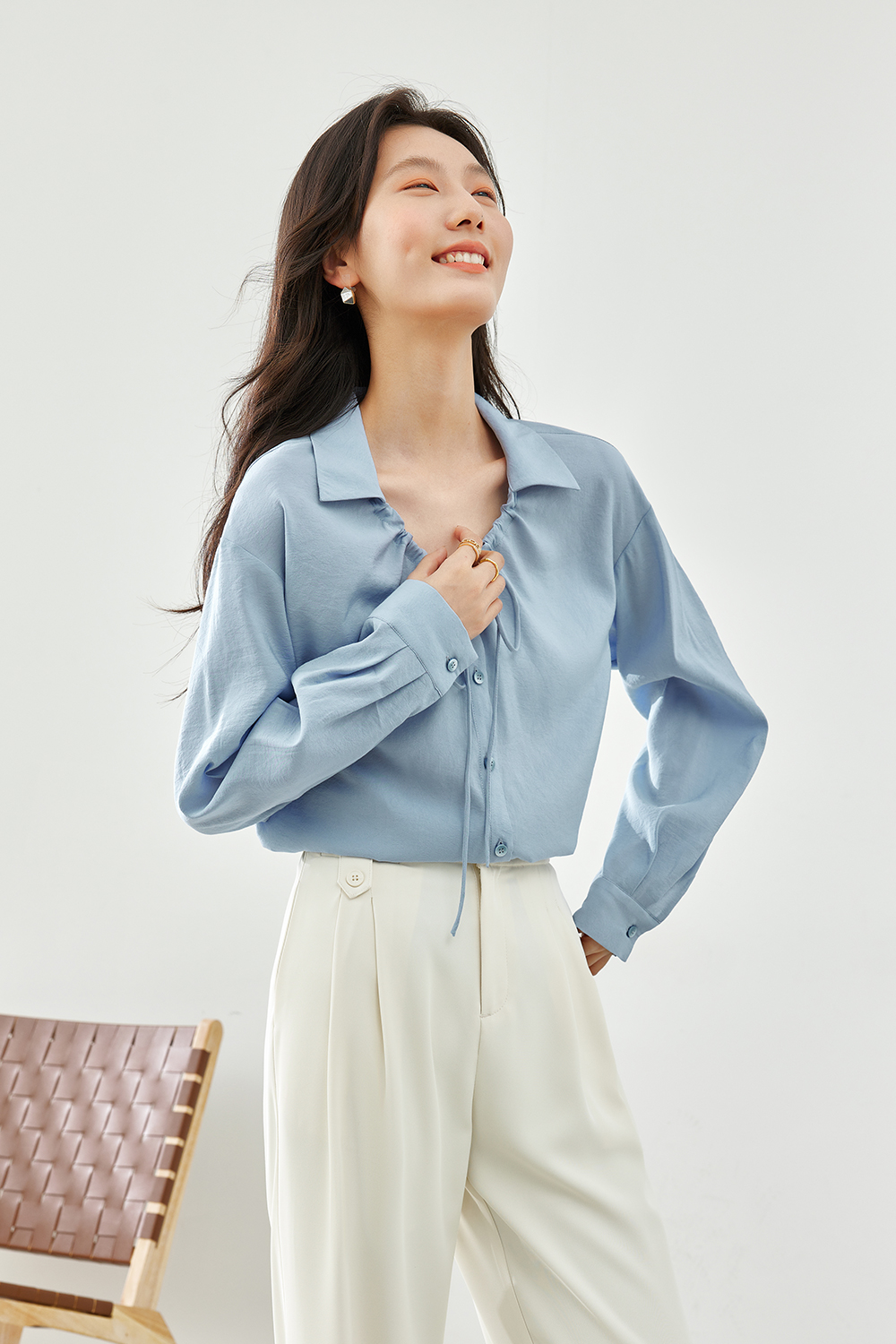 Tie-Neck Chiffon Shirt