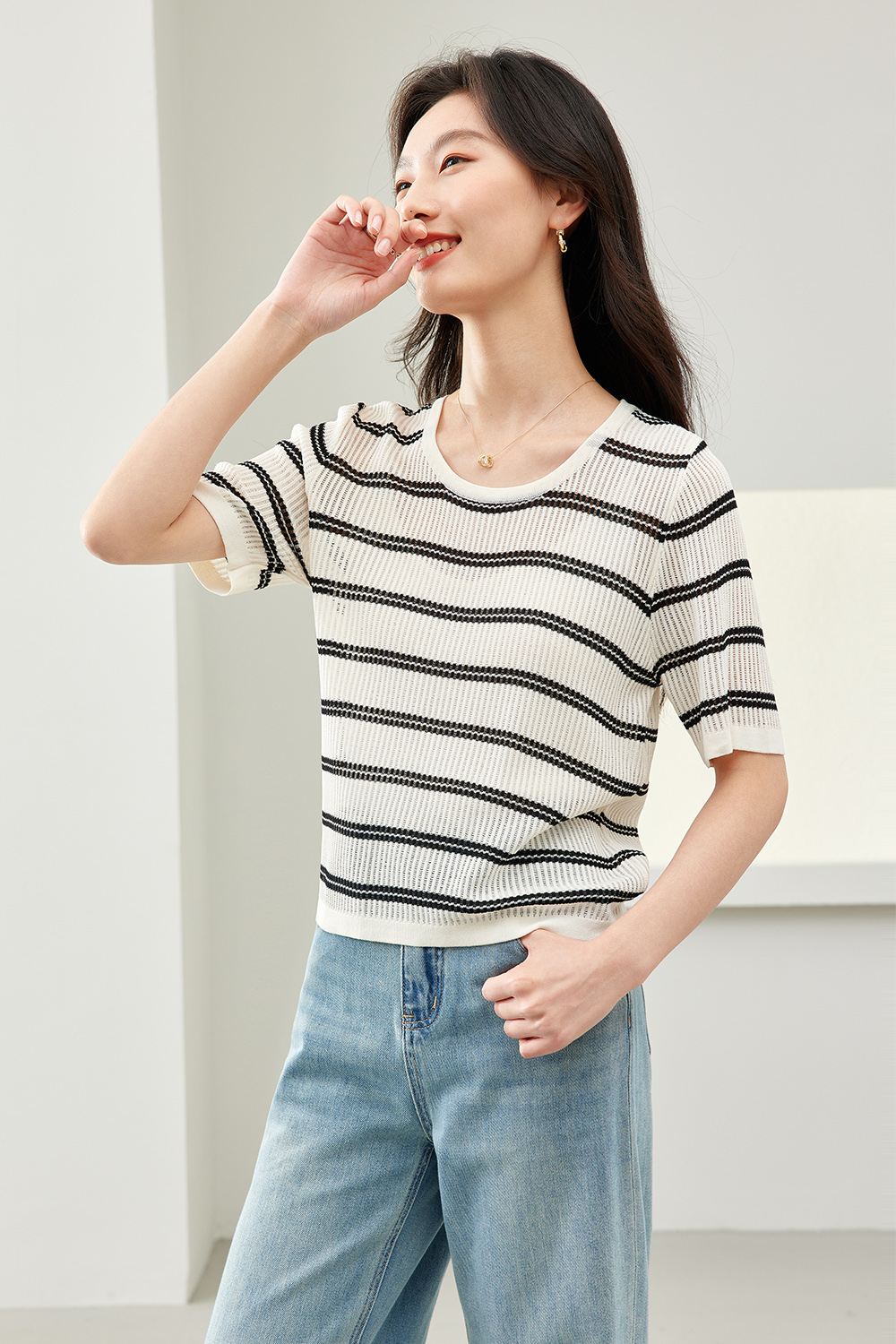 Drawstring Knitted Sweater-VIMLYSTORE