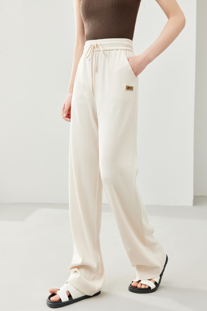 Solid Color Drawstring Wide Leg Pants