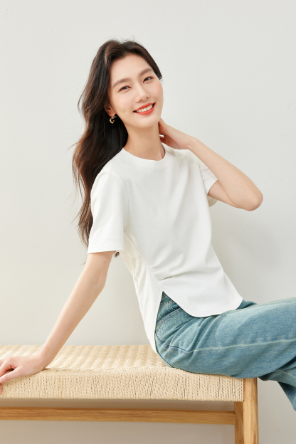 Waist Cinched Split Hem  T-Shirt