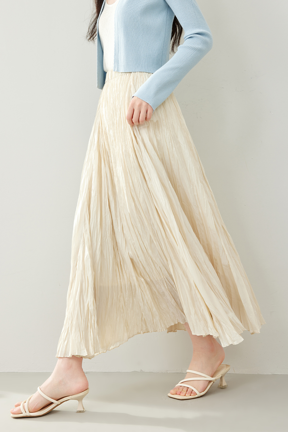 Flowy Pleated A-Line Skirt-VIMLYSTORE