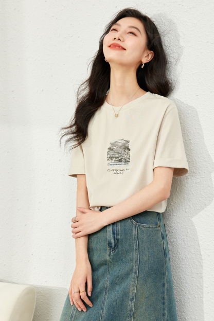 Vintage Printed Reverse Sleeve T-Shirt-VIMLYSTORE
