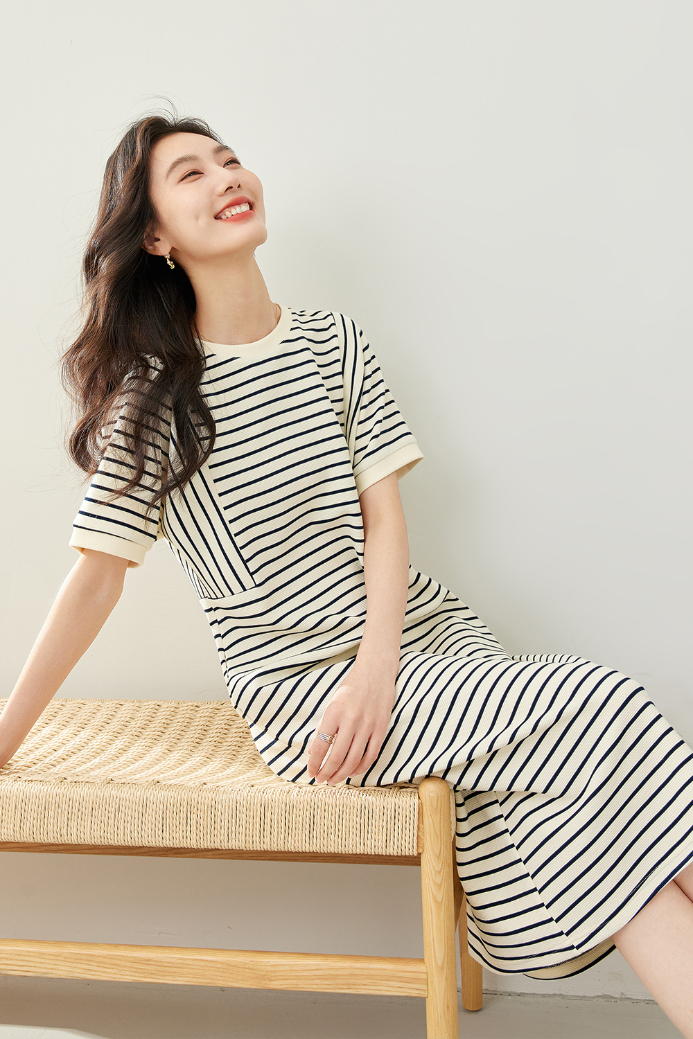Commuter Striped Short Sleeve Dress