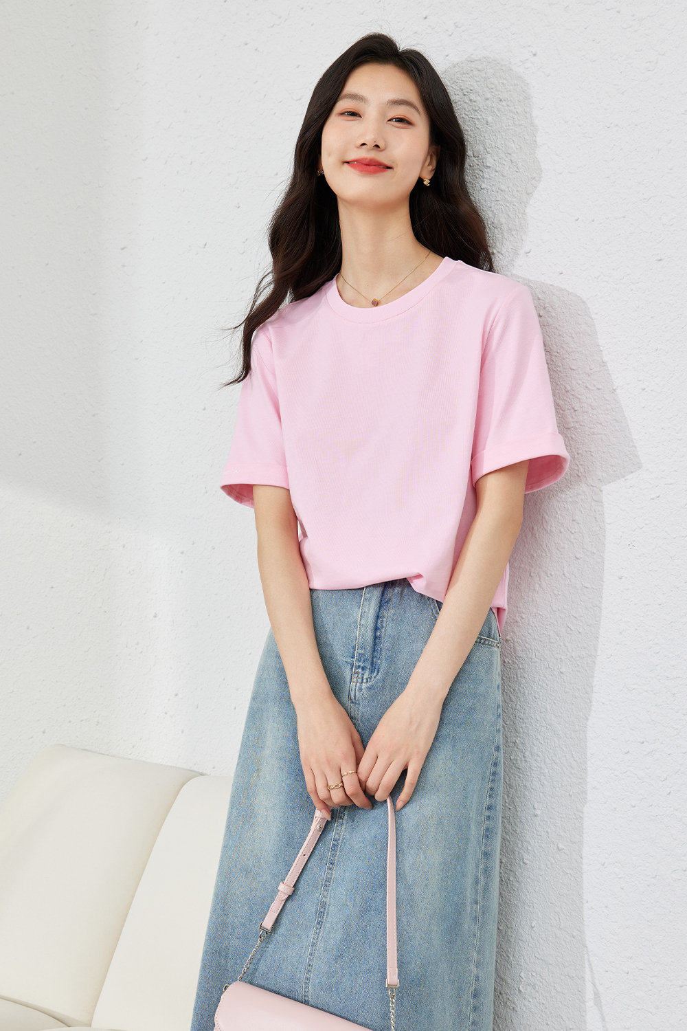Simple Commuter Round Neck T-Shirt