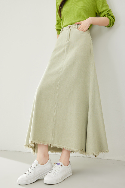 High Waist Fishtail Denim Skirt