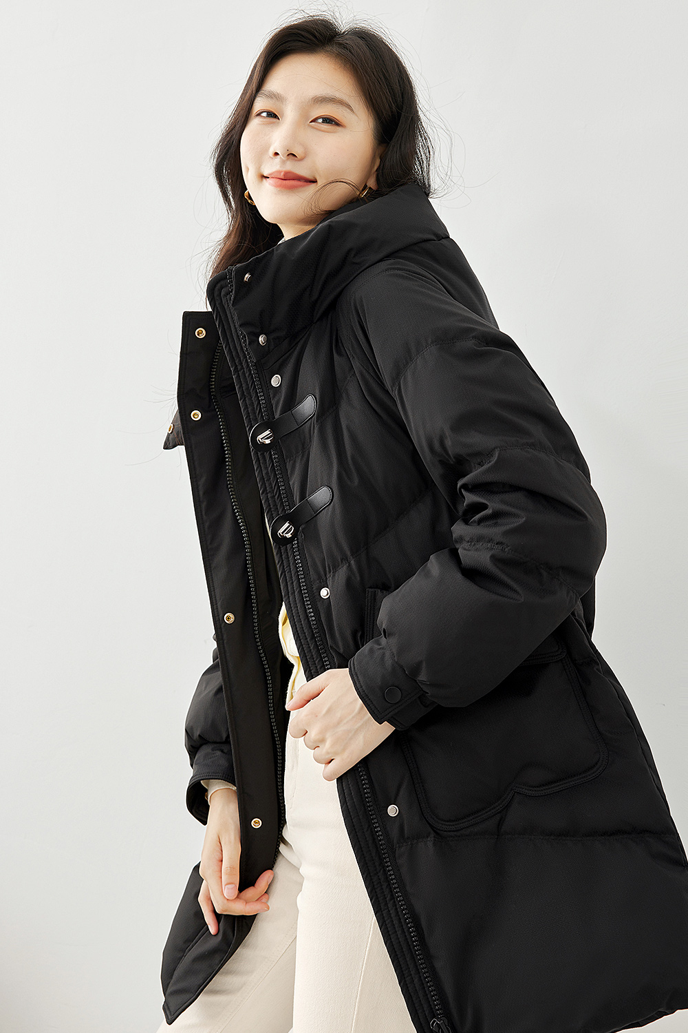 Solid color warm down jacket