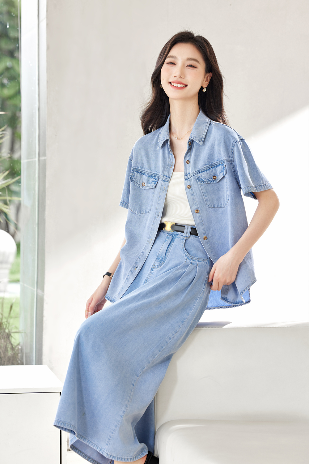 Washed Tencel Denim Suit-VIMLYSTORE