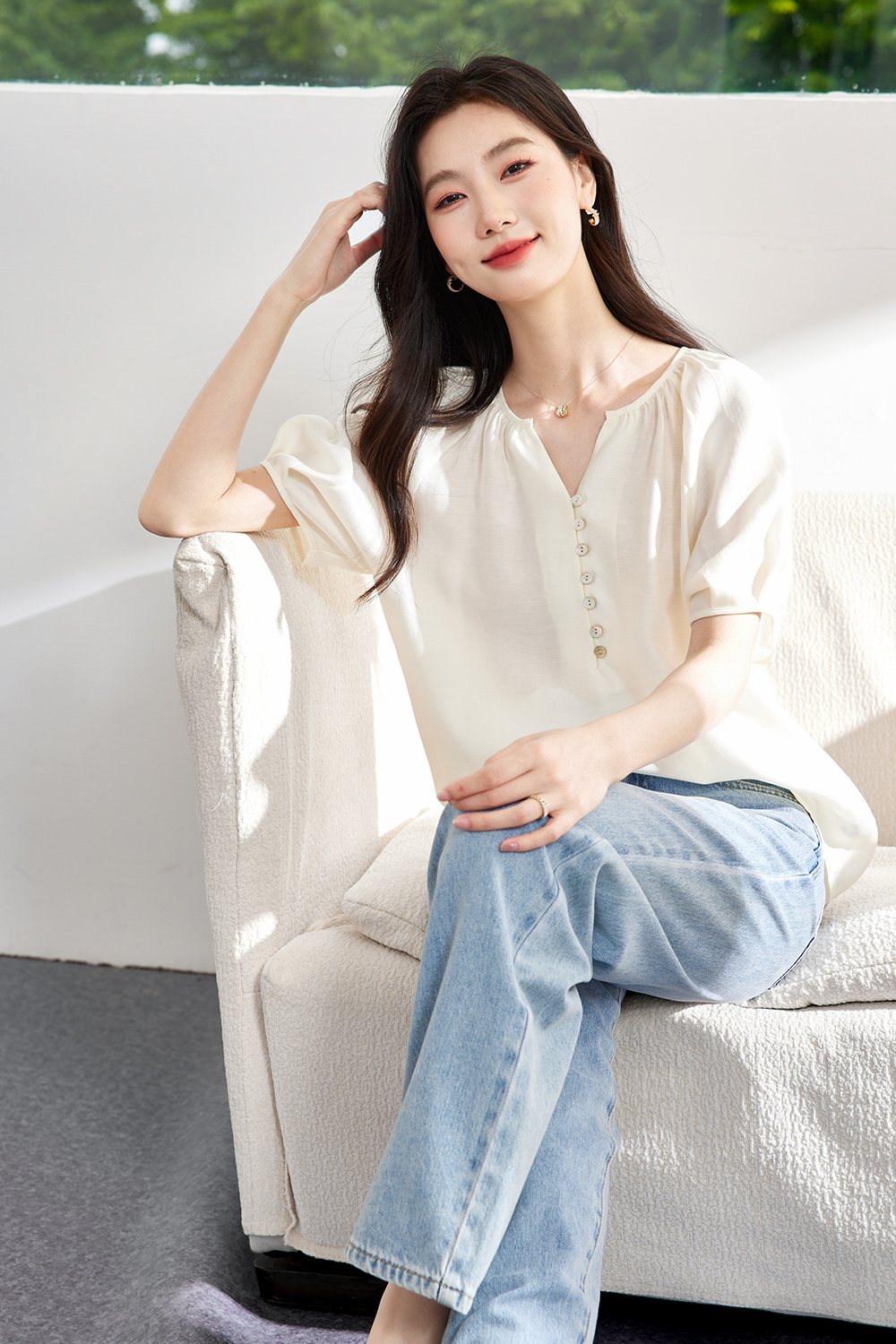 Casual Lazy Style Chiffon Shirt