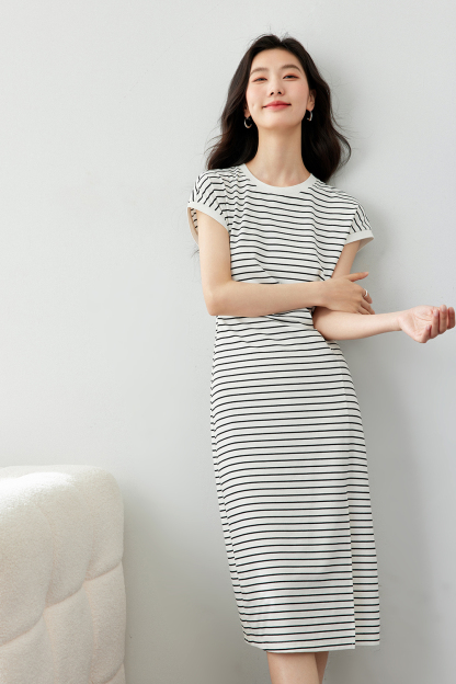 Pleated Cinched Waist Dress
