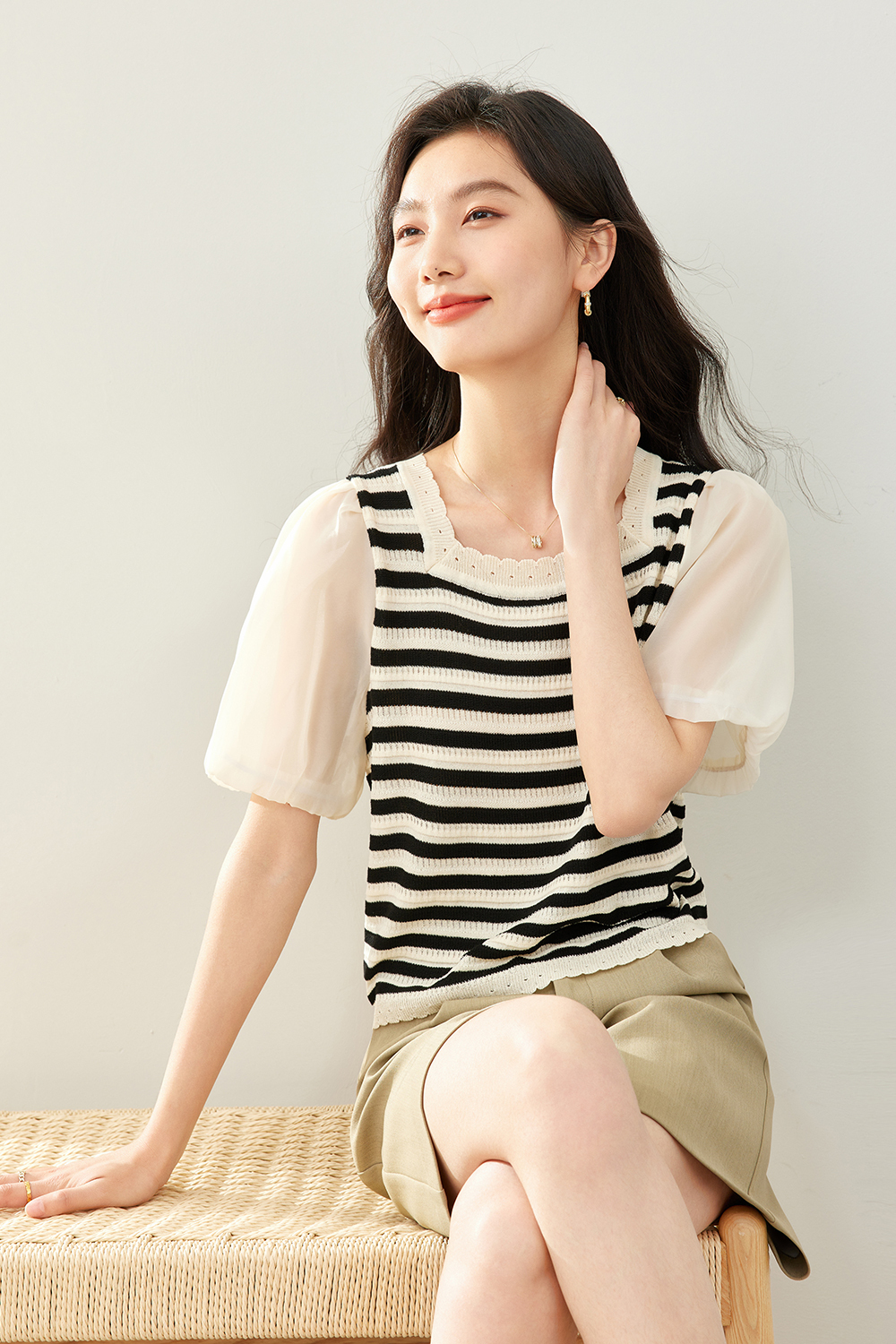 Fake Two-Piece Stitching Sweater