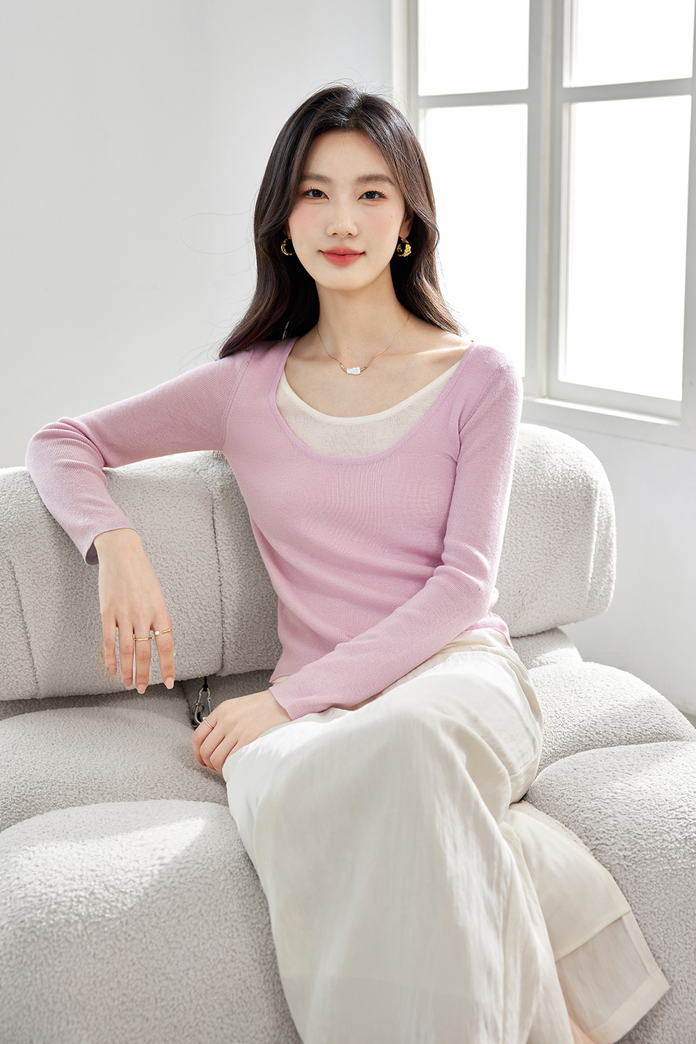 Fake Two-Piece Base Sweater