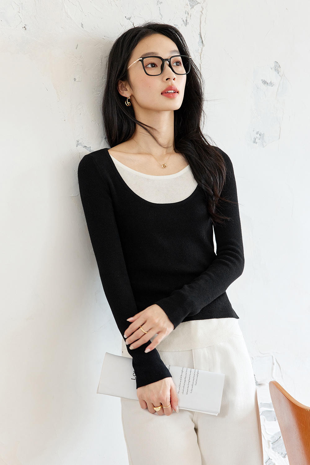 Fake Two-Piece Base Sweater
