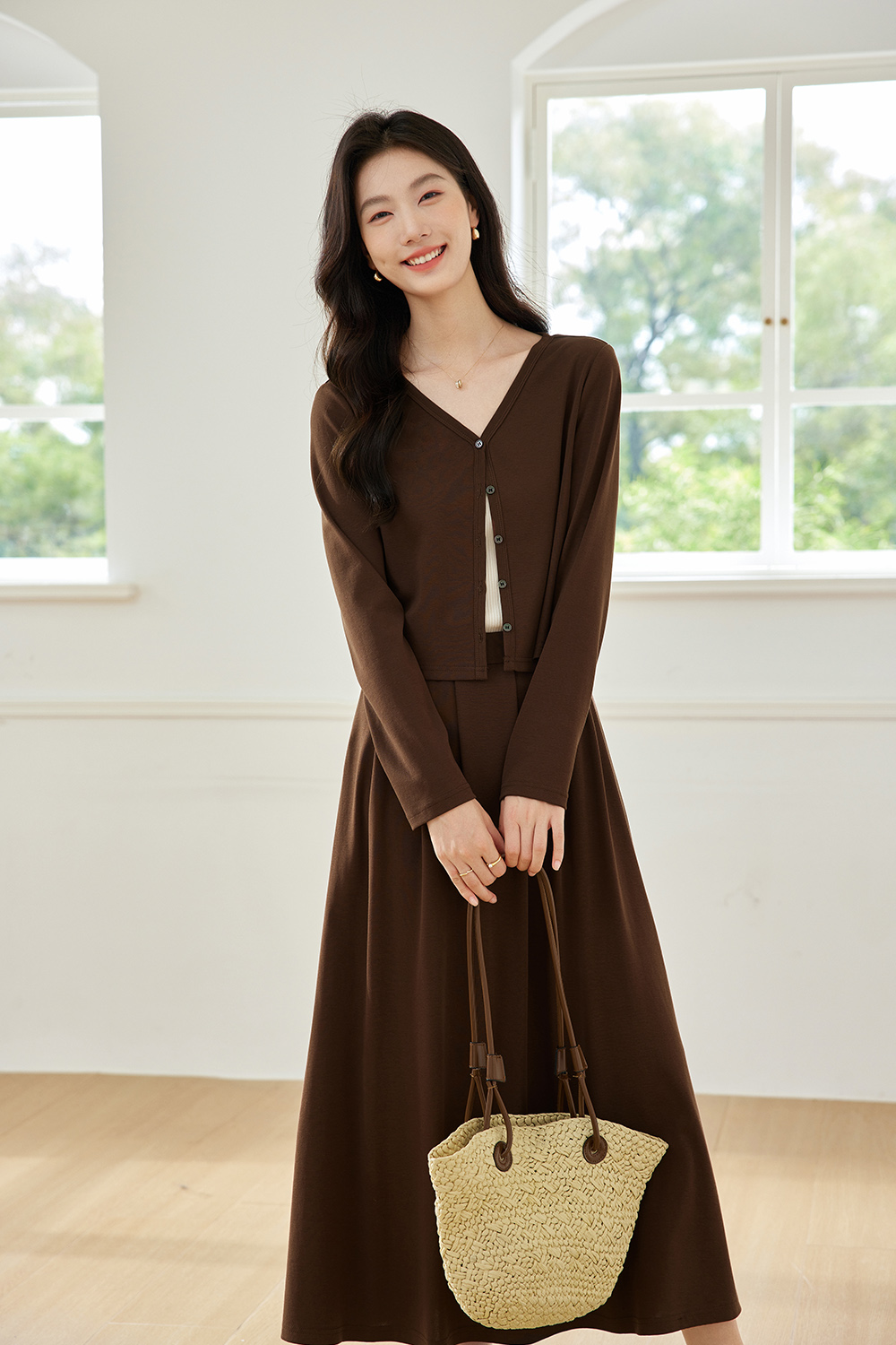 Lazy And Comfortable Cardigan Suit