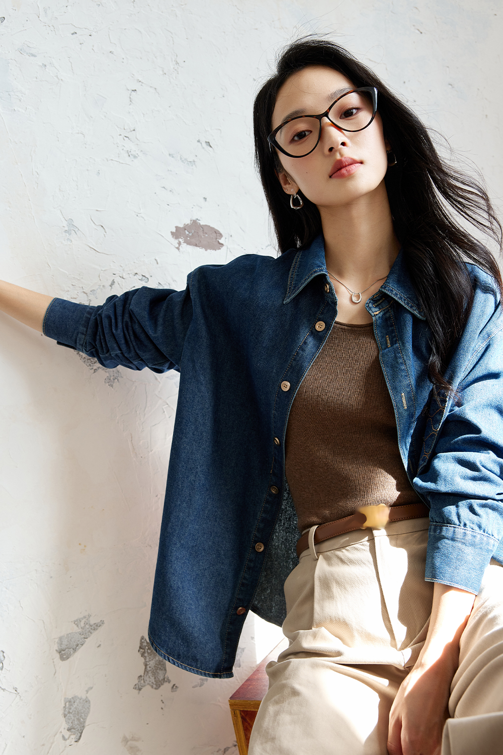 French Embroidered Denim Shirt