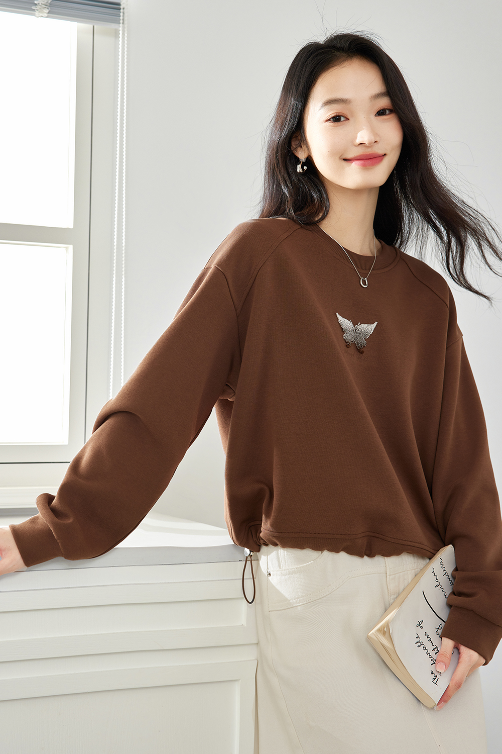 Gradient Three-Dimensional Butterfly Sweatshirt