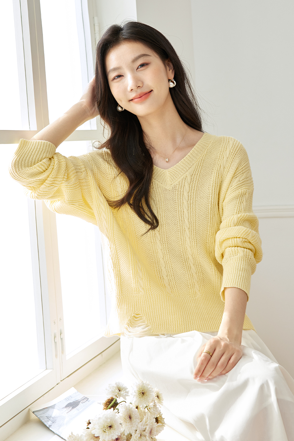 Textured Lazy Knitted Sweater