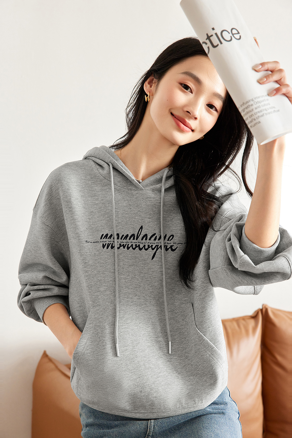 Letter American style hooded sweatshirt