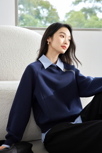 School style spliced sweatshirt