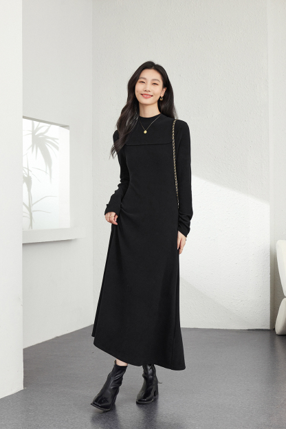 Inner waist-cinched knitted dress