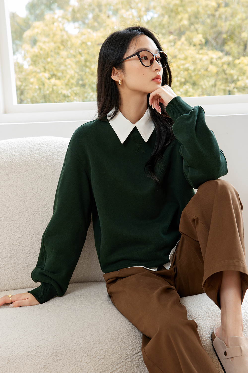 Casual Solid Color Warm Sweatshirt-VIMLYSTORE