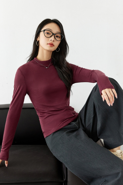 Wool Blend Half Turtleneck Knitted Bottoming Shirt