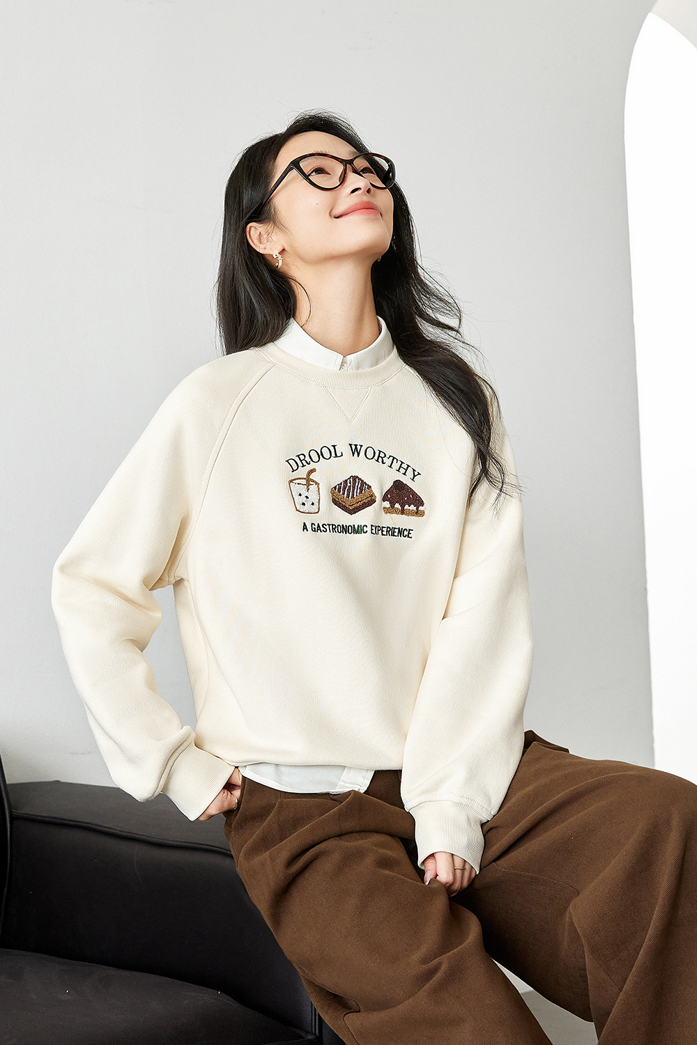 Cartoon Food Embroidered Sweatshirt
