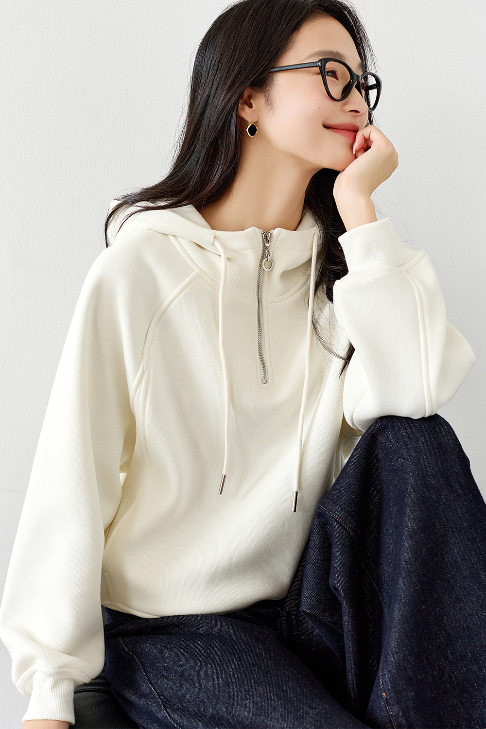 Fleece-Lined Thickened Hooded Sweatshirt-VIMLYSTORE