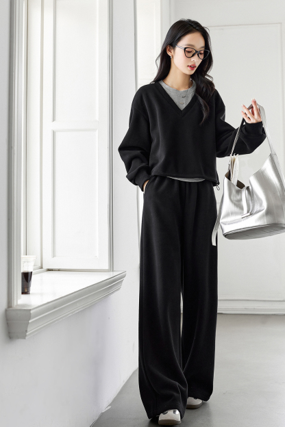 Fleece-Lined Thickened Simple Three-Piece Set