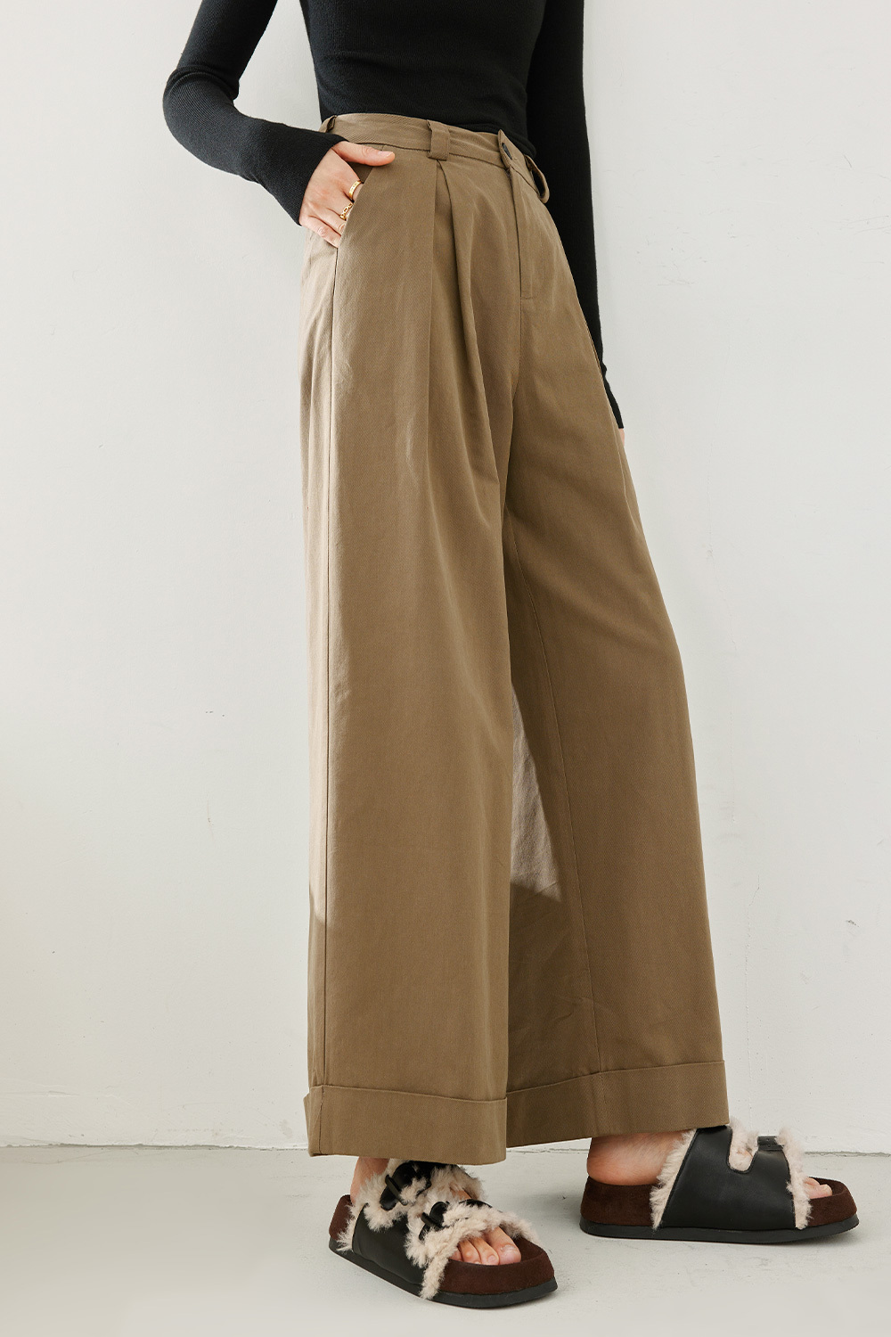 Simple commuter mid-waist casual pants