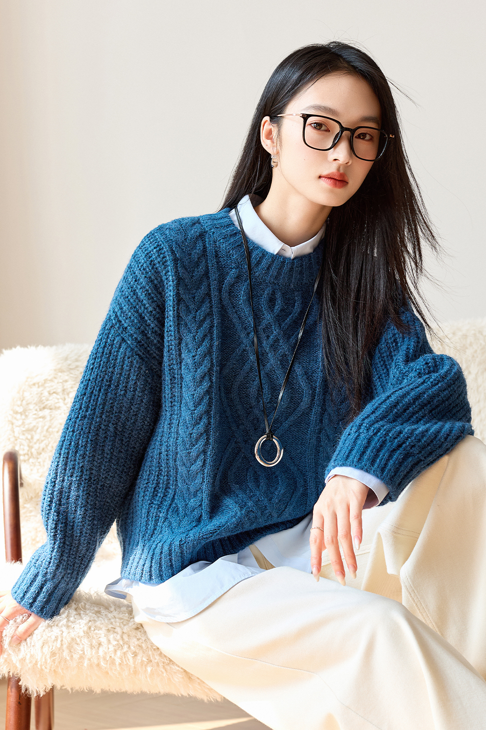 Lazy Style Cable Knitted Sweater