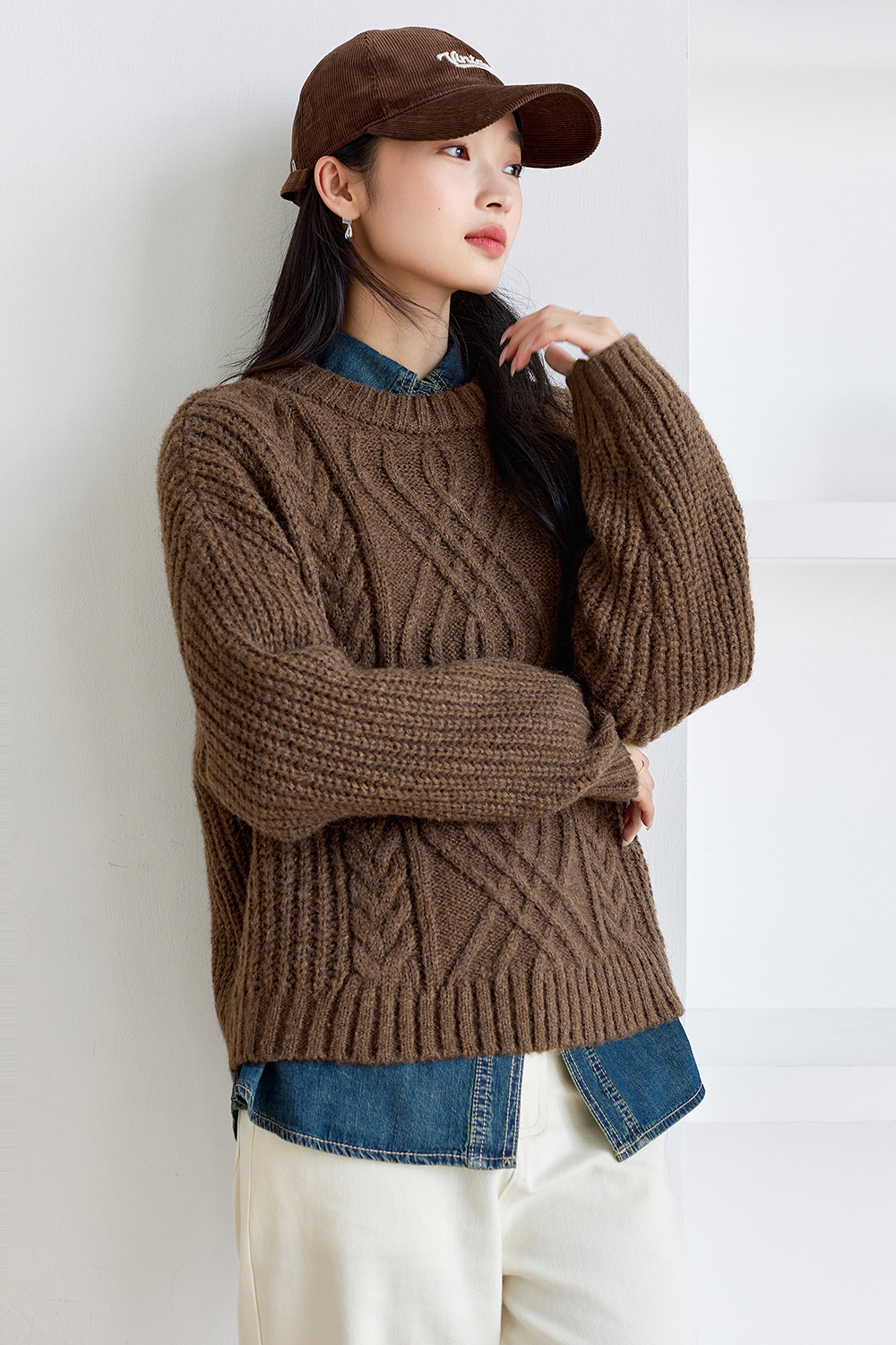 Lazy Style Cable Knitted Sweater