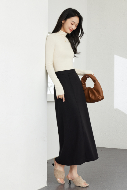 Simple Hip-Hugging Straight Skirt