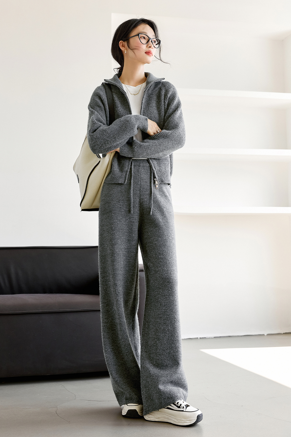 Simple Casual Knit Suit-VIMLYSTORE