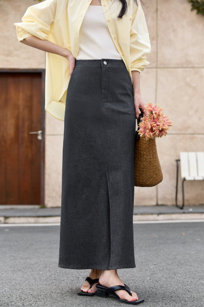 Simple Denim Straight Skirt