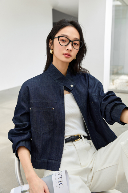 Neckline Design Denim Jacket