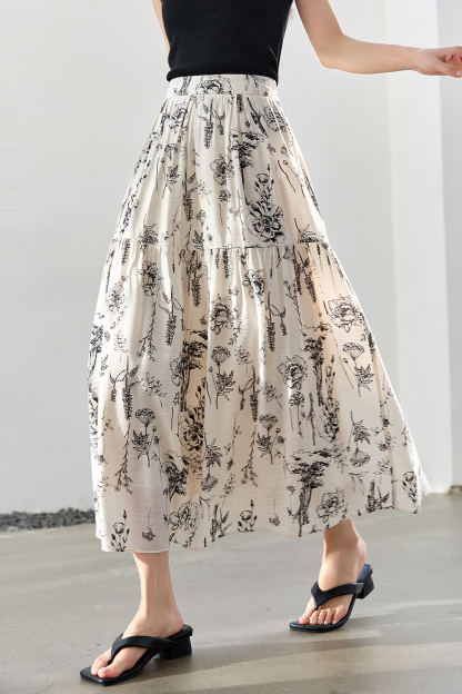Floral Print Long Skirt