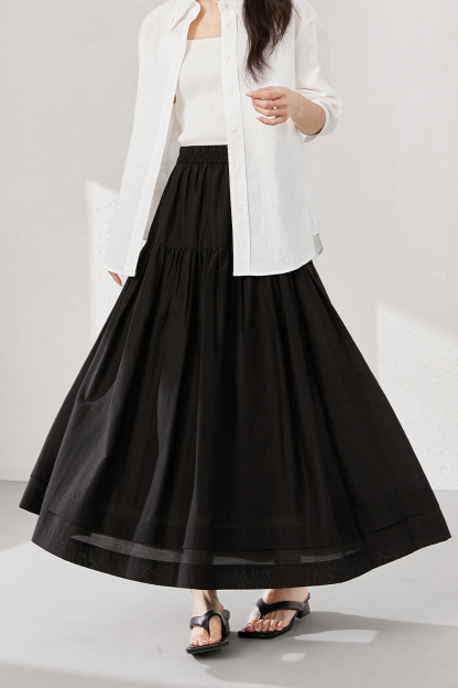 Pleated Loose Long Skirt